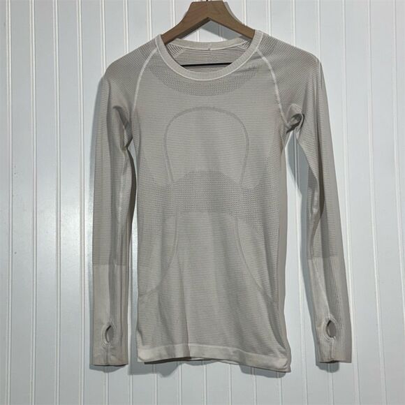 Lululemon Swiftly Tech Long Sleeve Crew Gray Size 4 Running Top Thumbholes Yoga - Picture 1 of 6